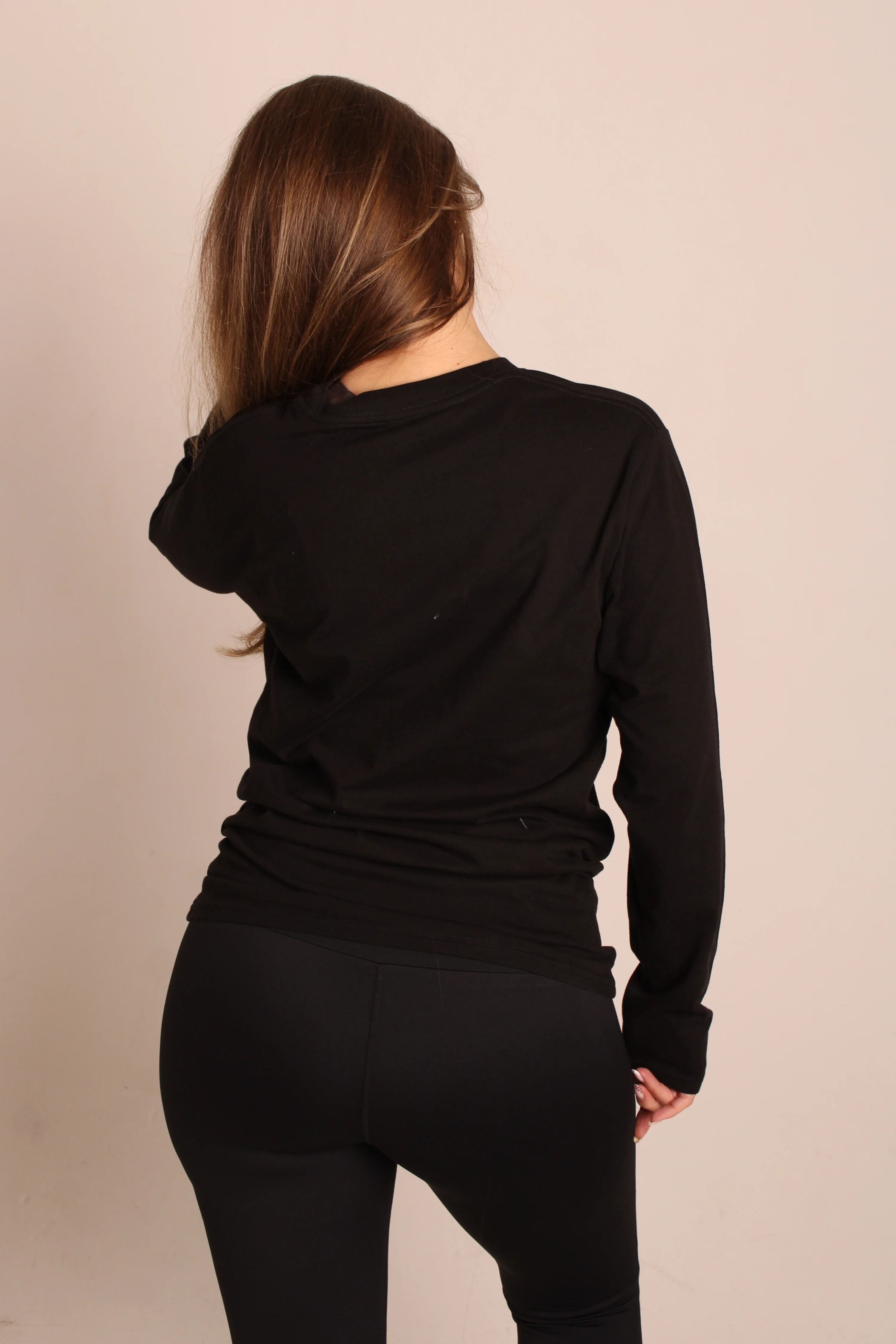 Basic Fitted Long Sleeve Tee Black - Image 2