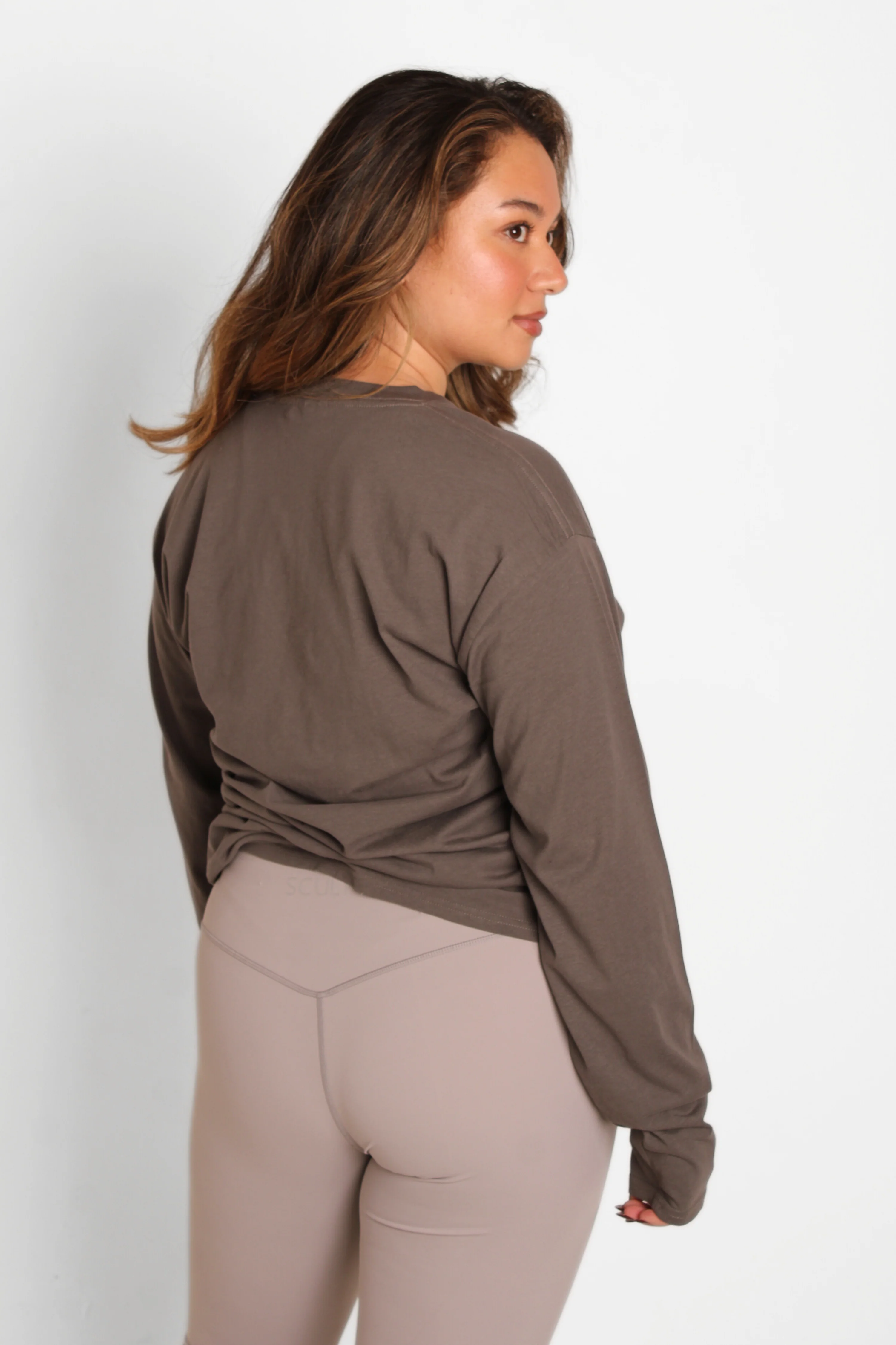 Basic Fitted Long Sleeve Tee Dark Grey - Image 3