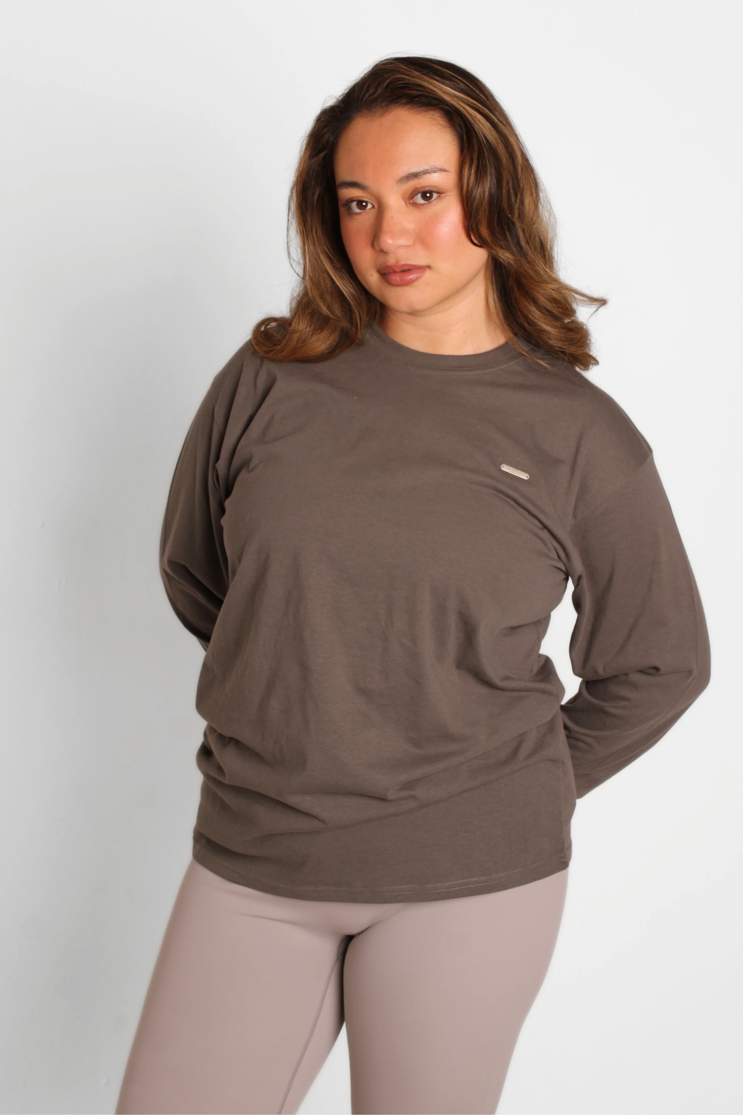 Basic Fitted Long Sleeve Tee Dark Grey - Image 4
