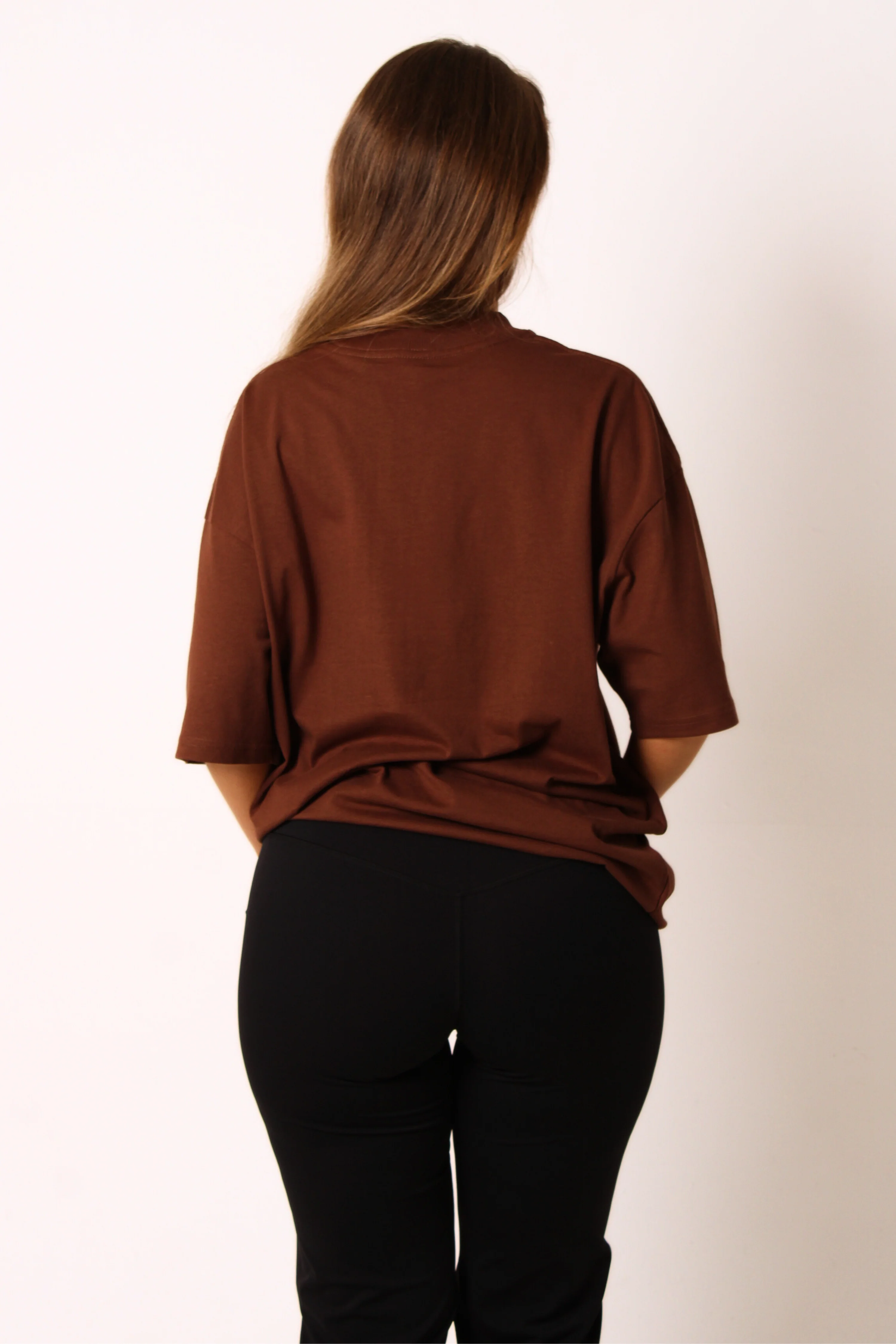 Basic Oversized Short Sleeve Boyfriend Tee Brown - Image 4