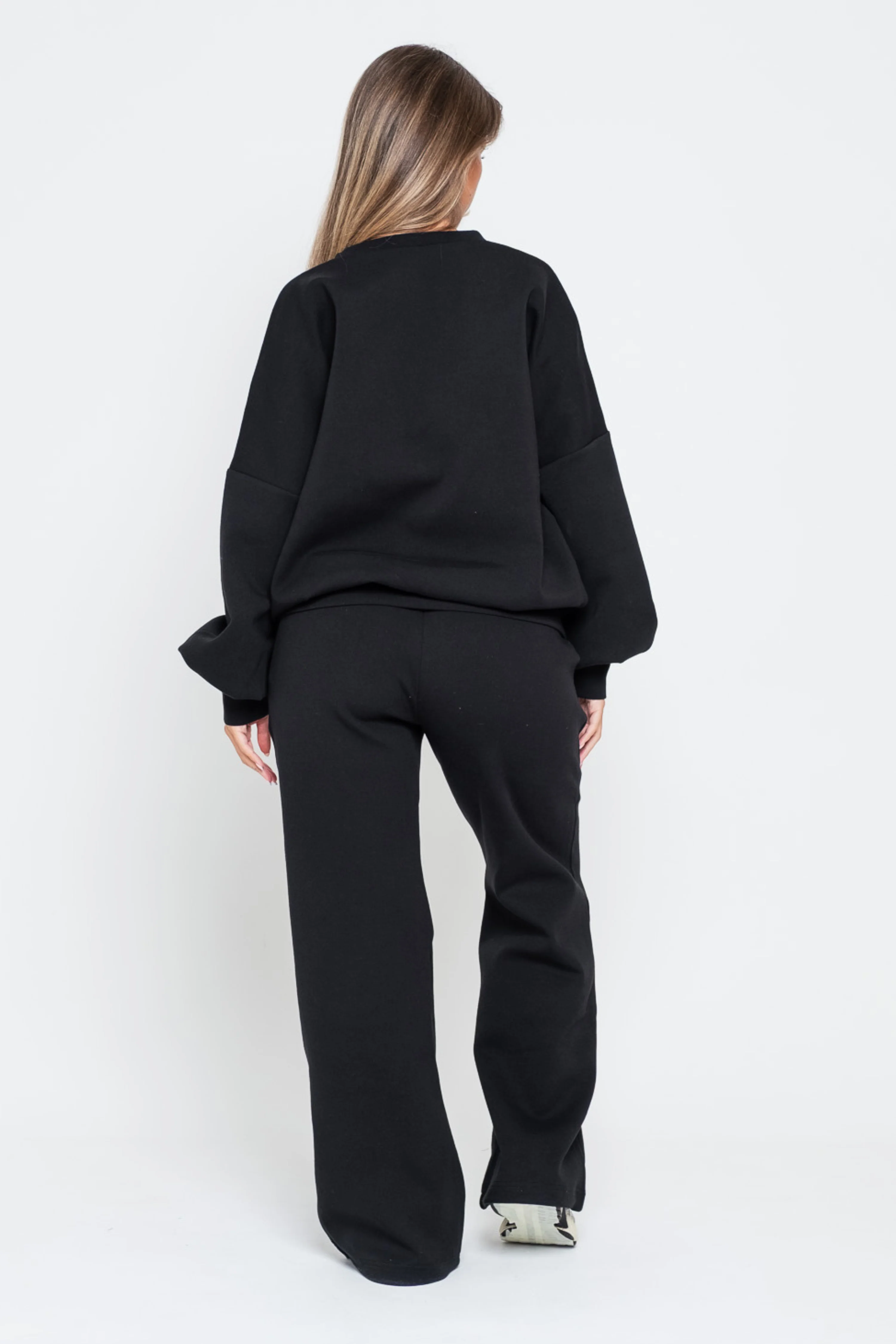 Crew Neck Oversized Jumper Black - Image 5