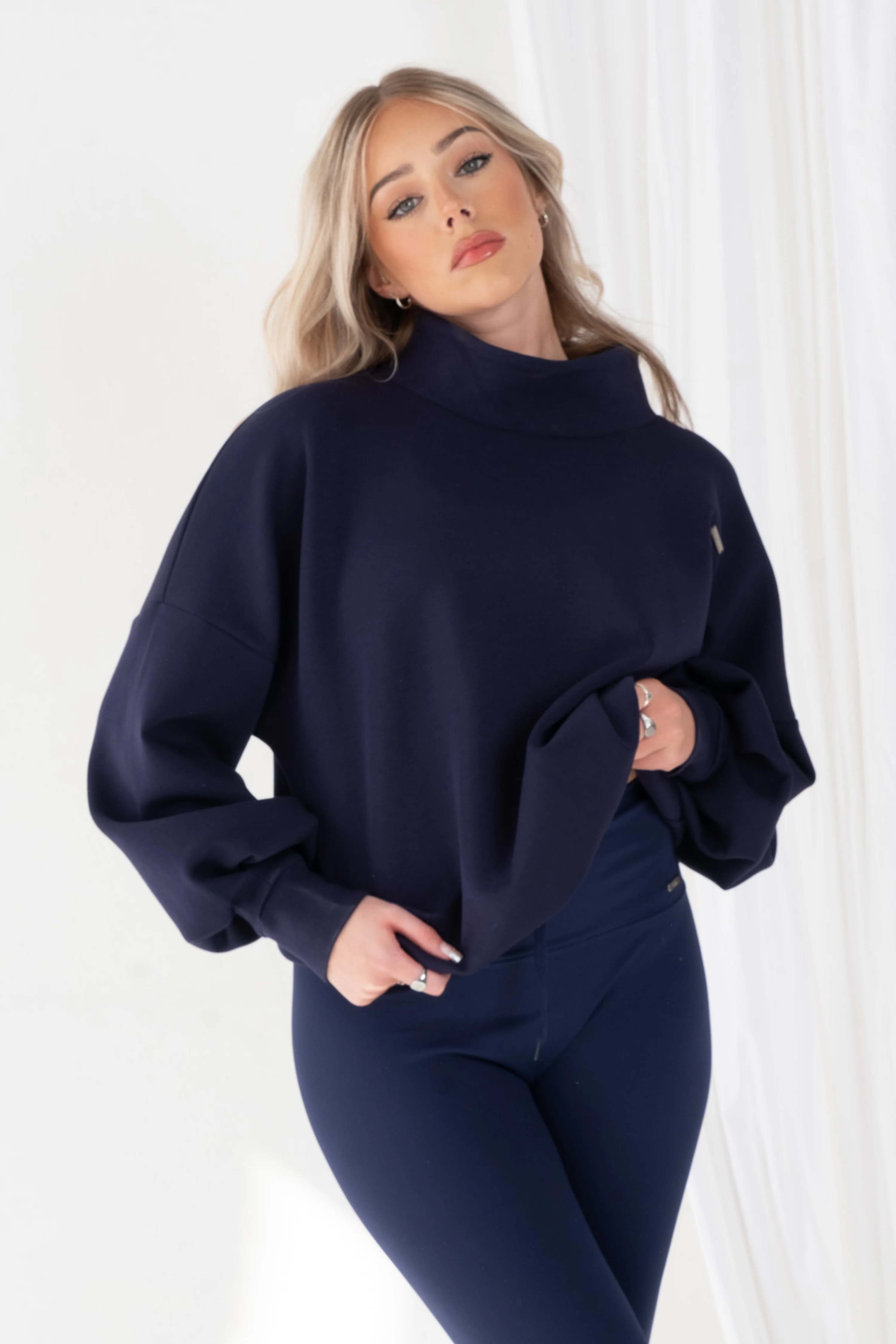 High Neck Oversized Jumper Sapphire - Image 13