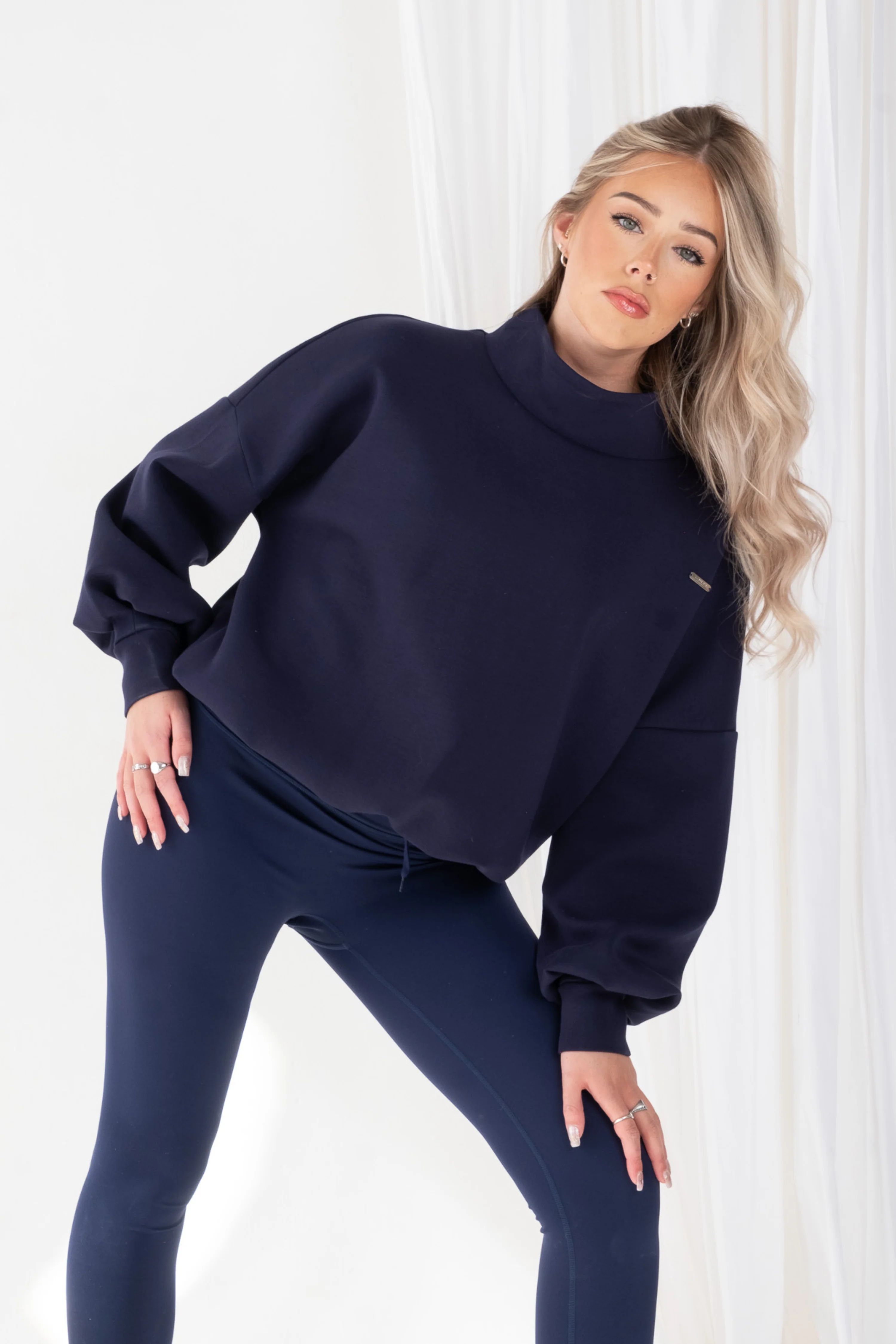 High Neck Oversized Jumper Sapphire - Image 14
