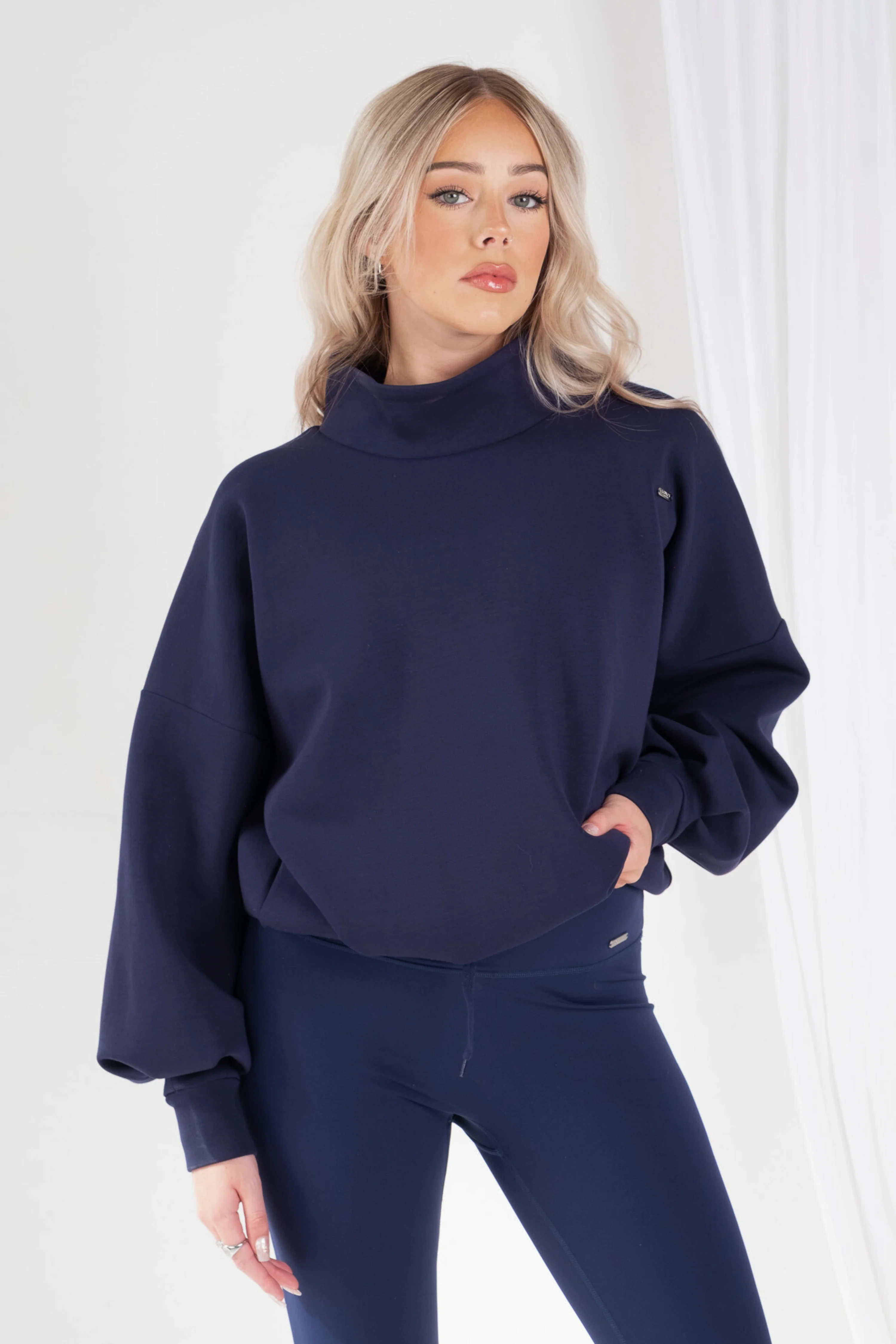 High Neck Oversized Jumper Sapphire - Image 9