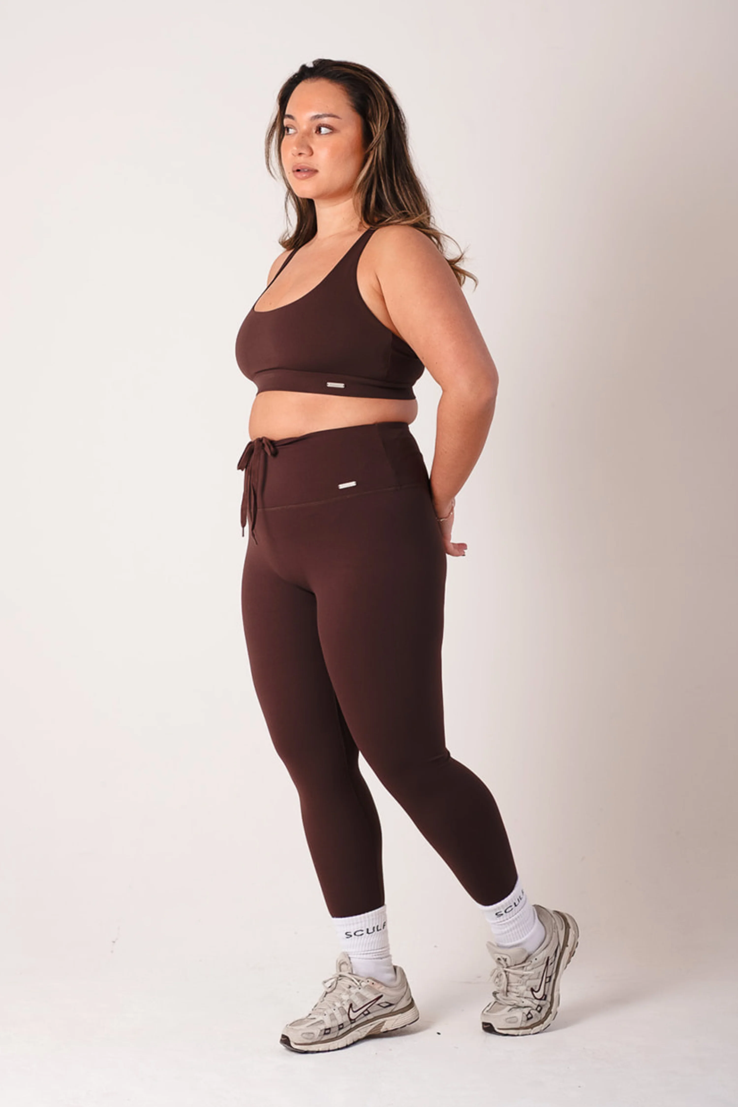 Hybrid High Waisted Leggings Espresso - Image 4