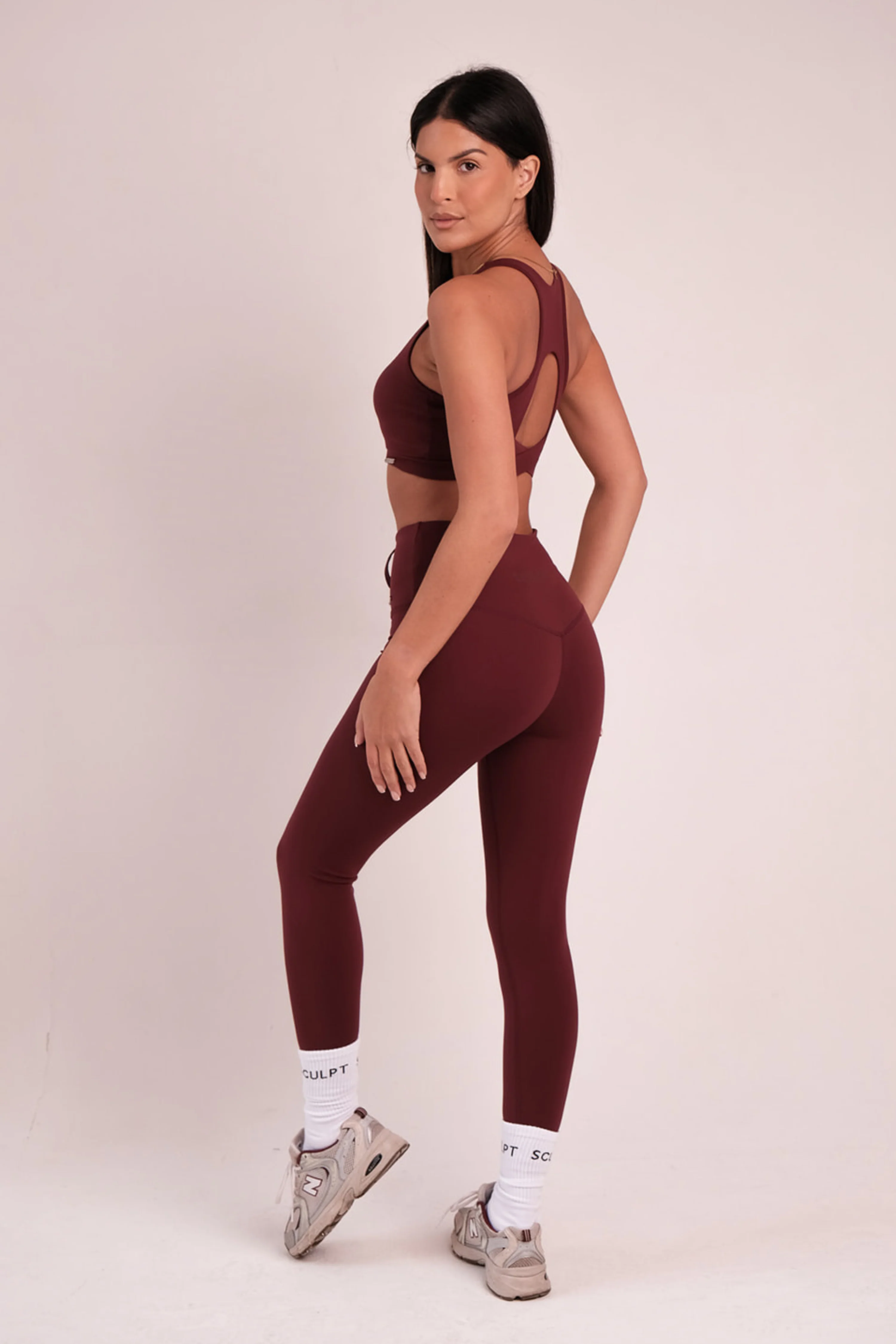 Hybrid High Waisted Leggings Wine - Image 3