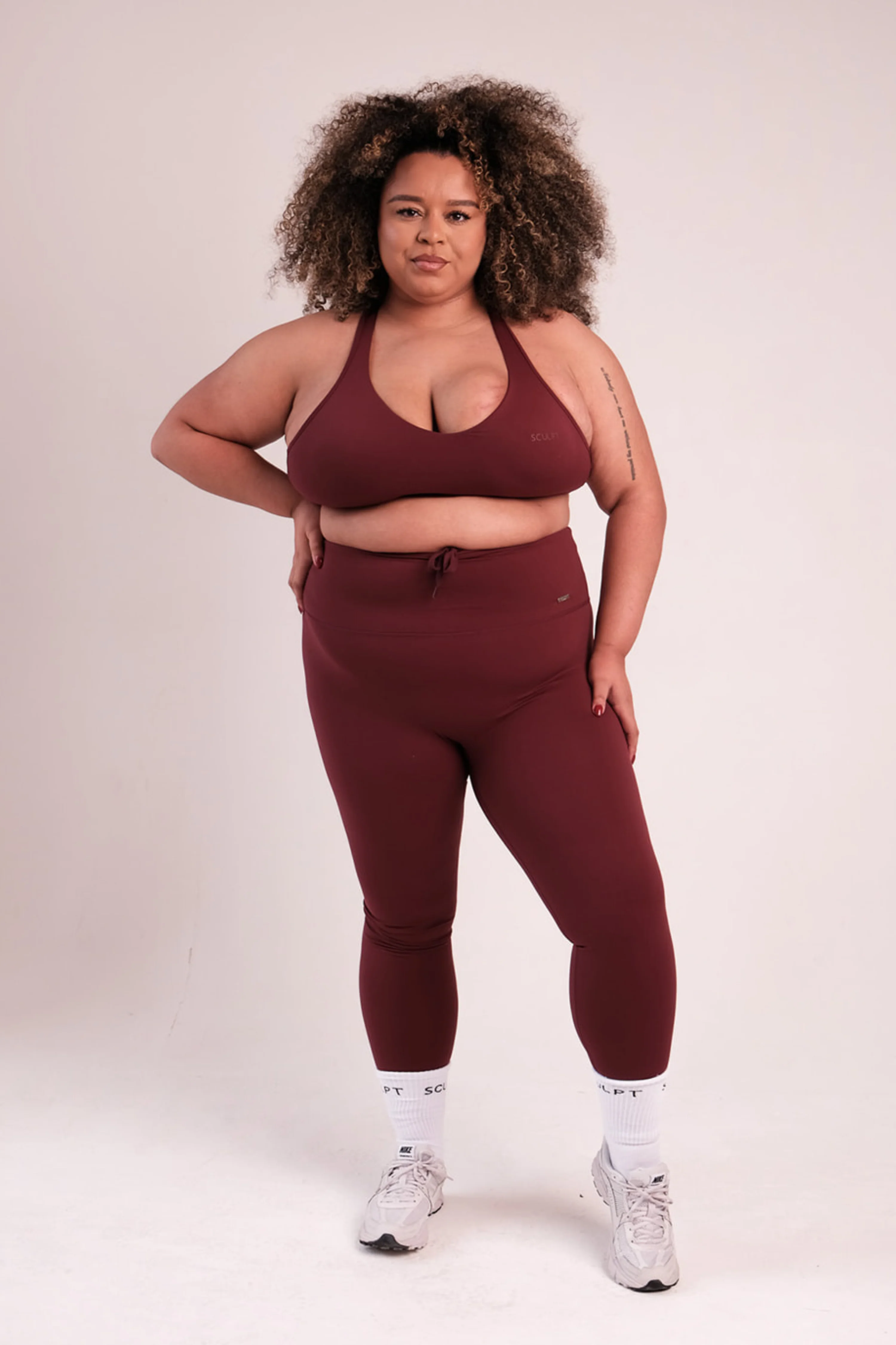 Hybrid High Waisted Leggings Wine - Image 4