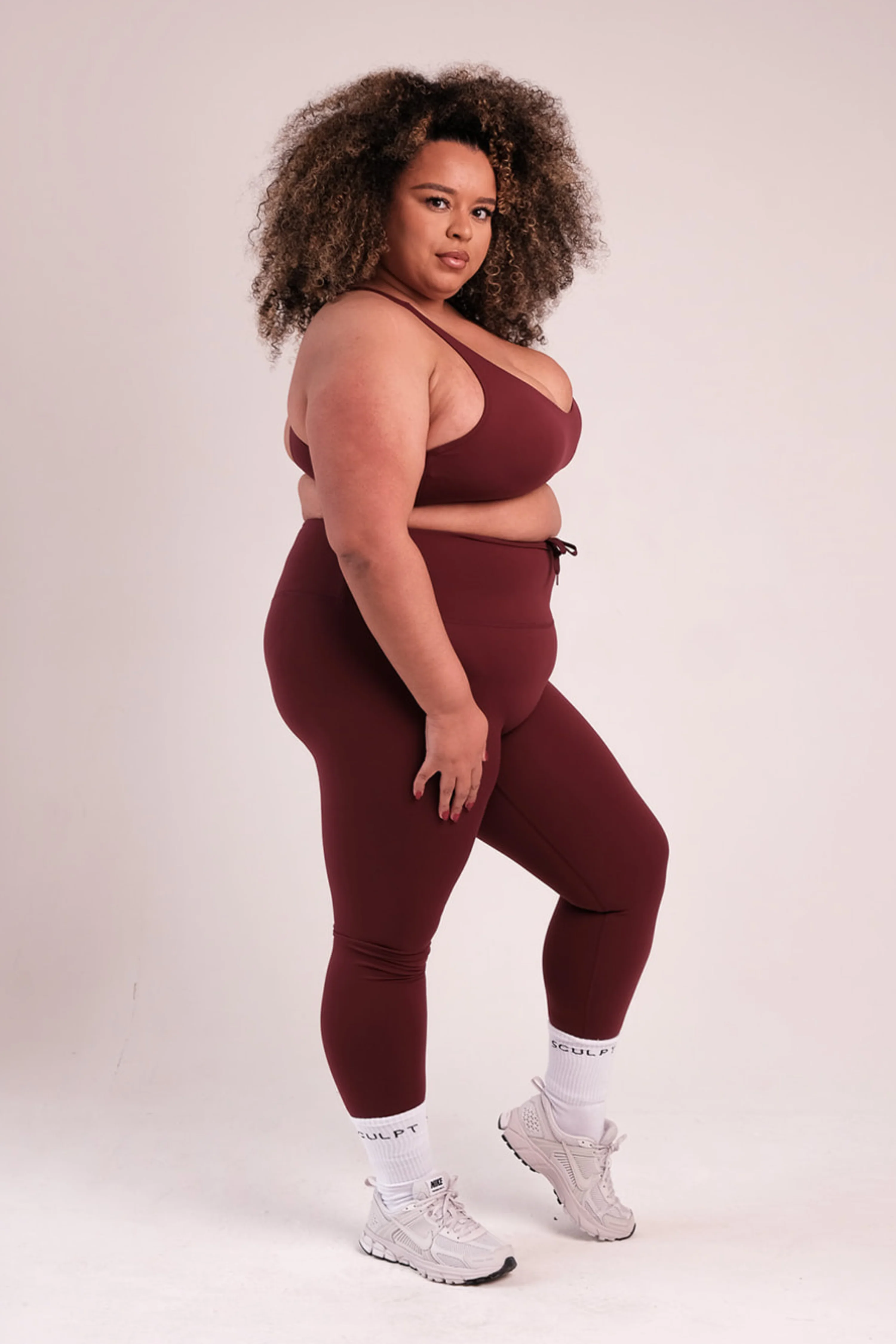 Hybrid High Waisted Leggings Wine - Image 6