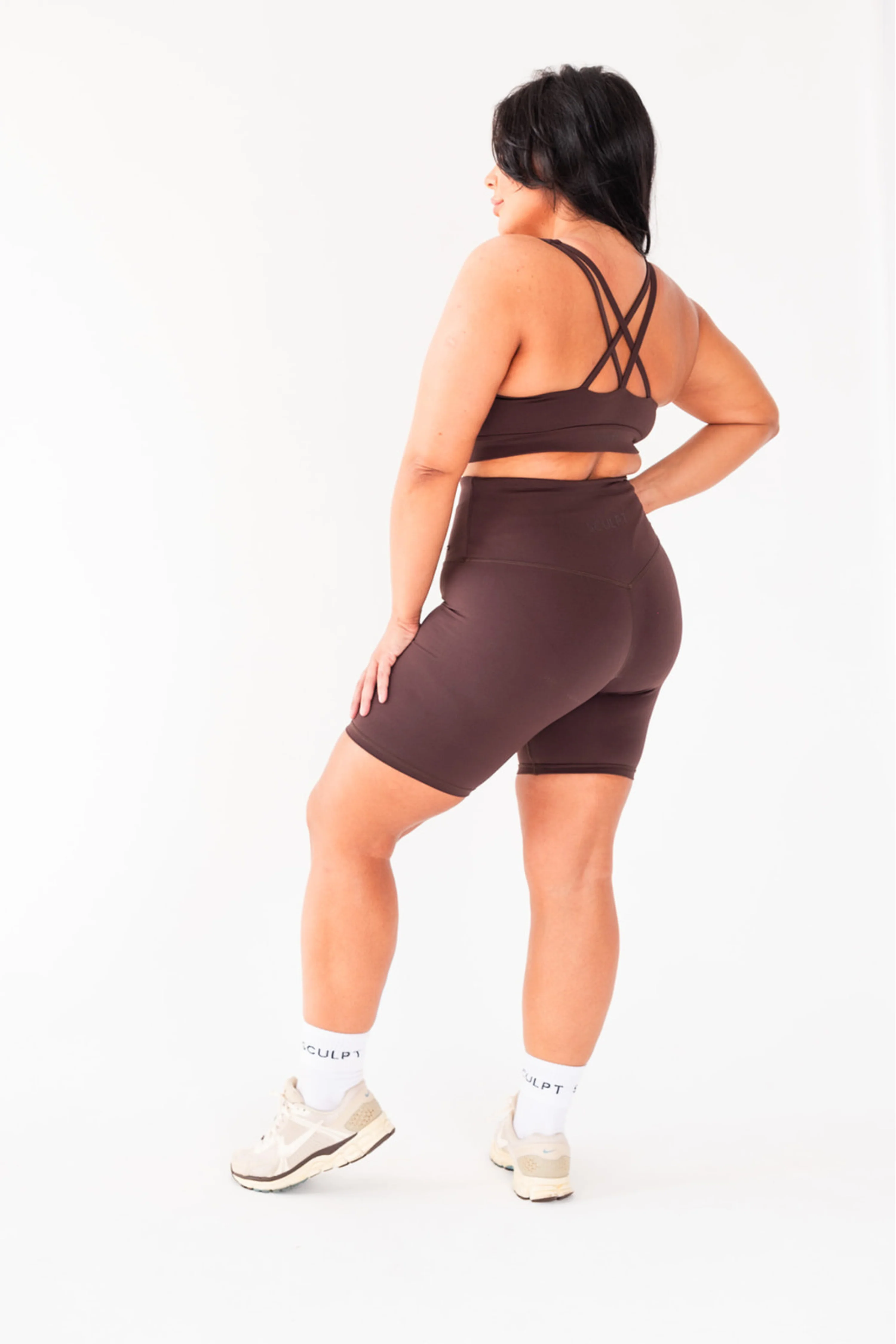 High Waisted Mid Length Shorts Espresso - Image 10