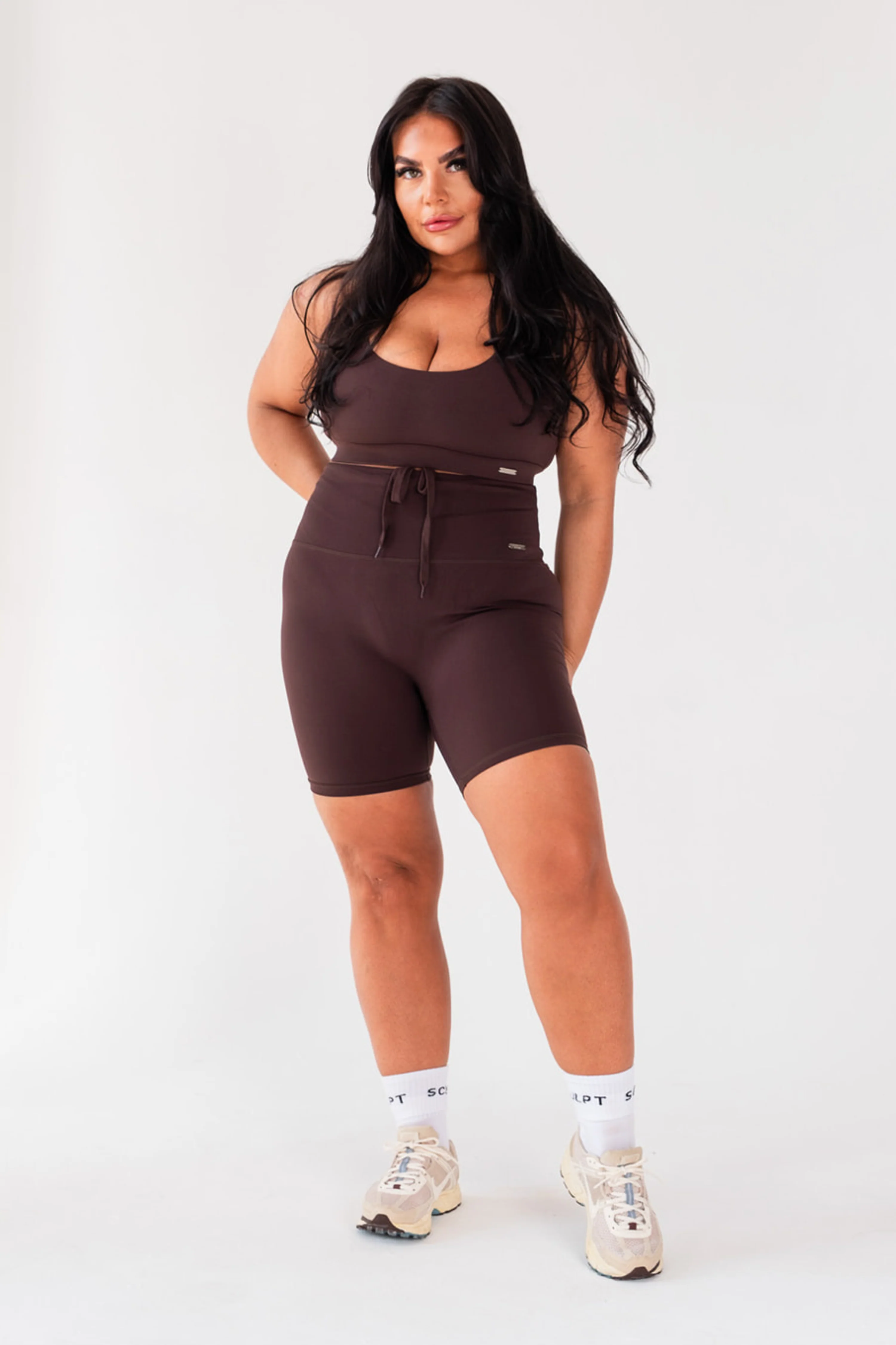High Waisted Mid Length Shorts Espresso - Image 6