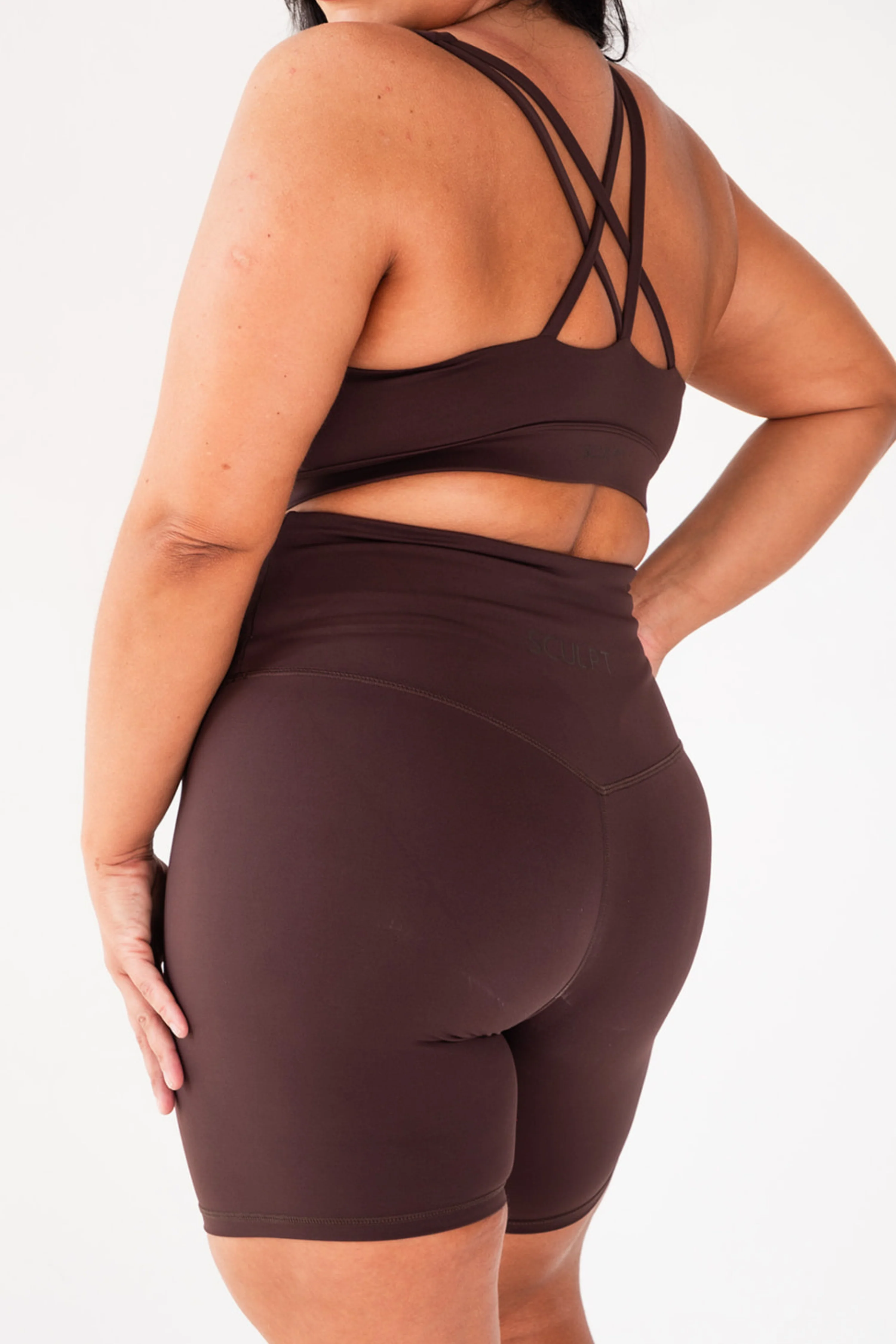 High Waisted Mid Length Shorts Espresso - Image 8