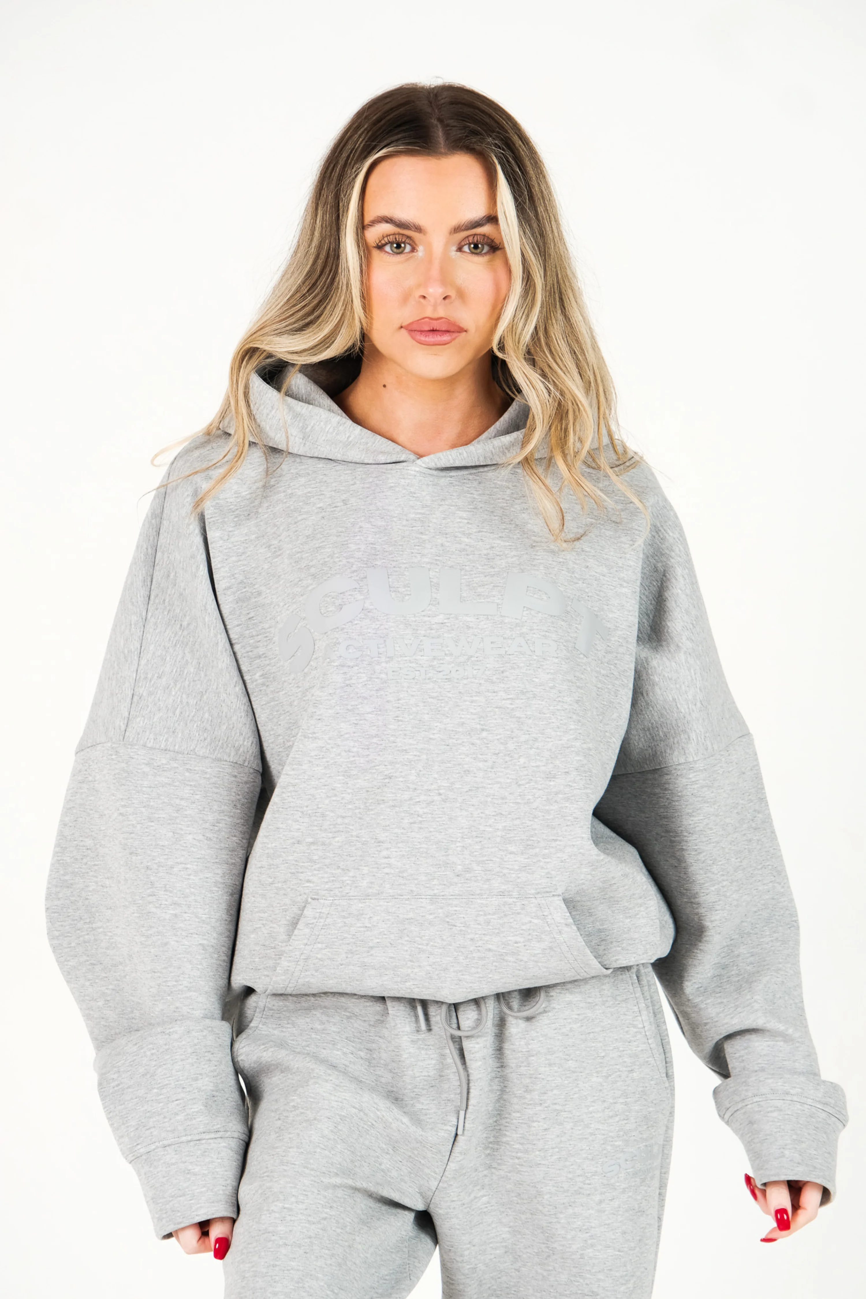 Oversized Printed Logo Hoodie Heather Grey - Image 11