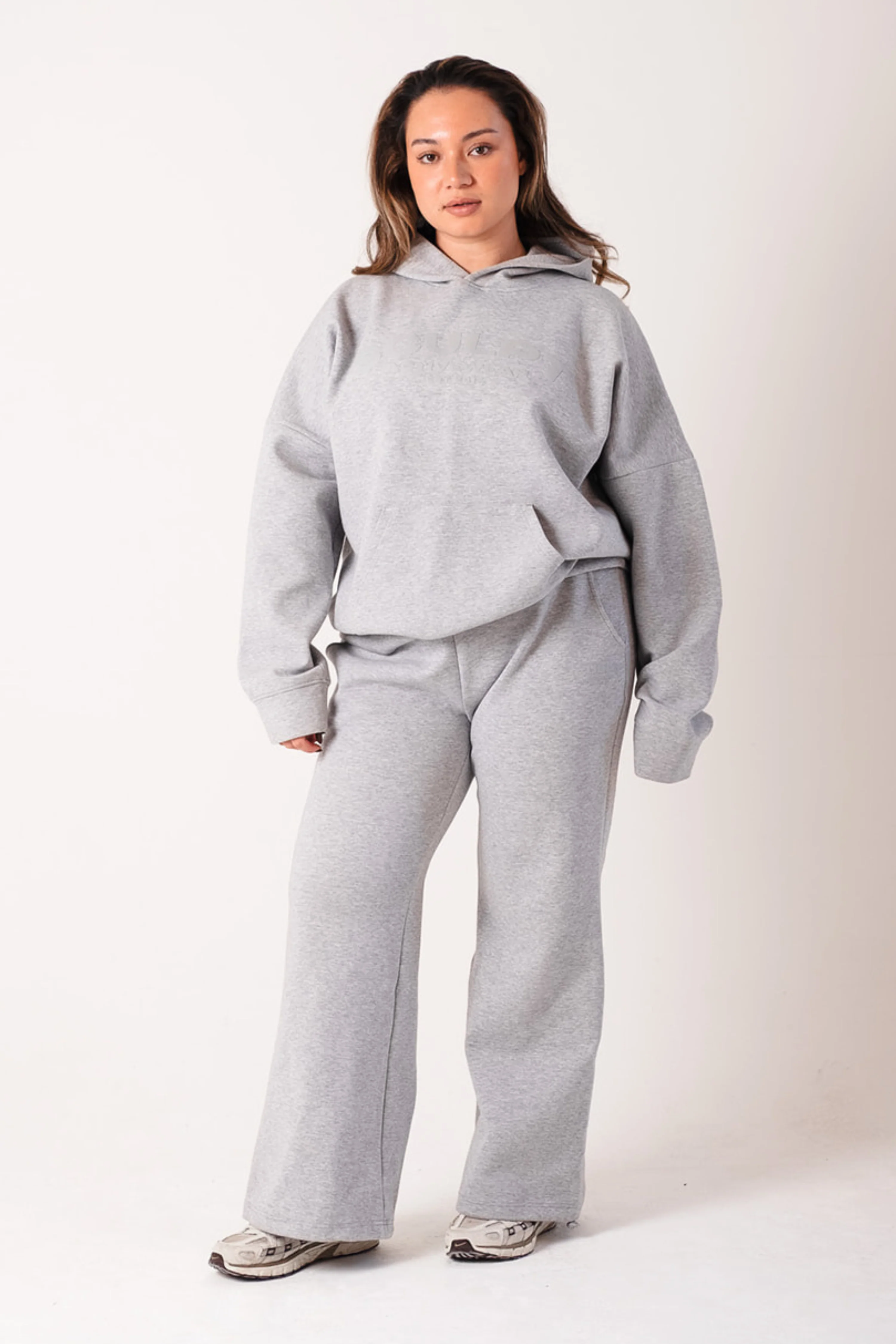 Oversized Printed Logo Hoodie Heather Grey - Image 3