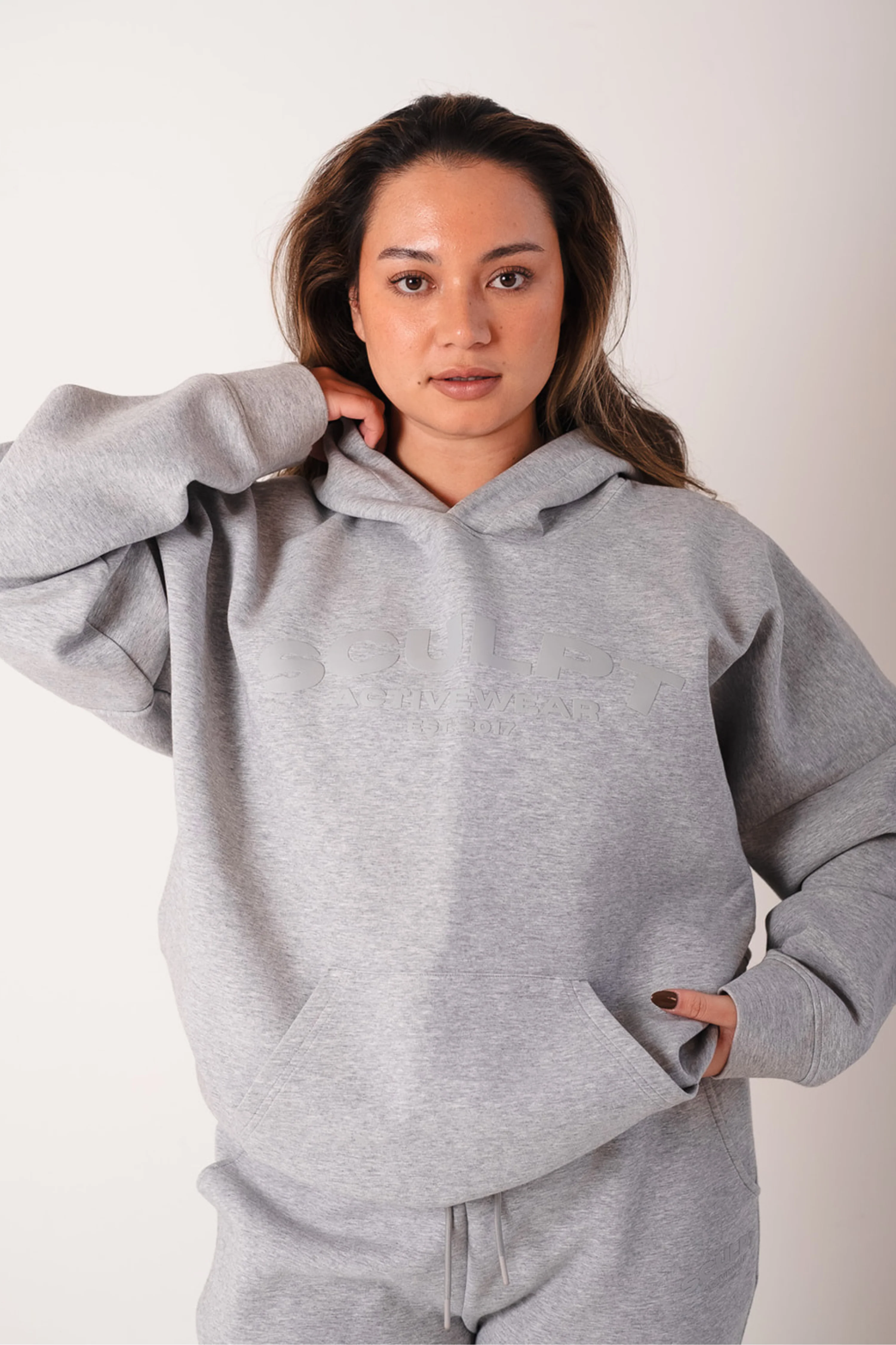 Oversized Printed Logo Hoodie Heather Grey - Image 5