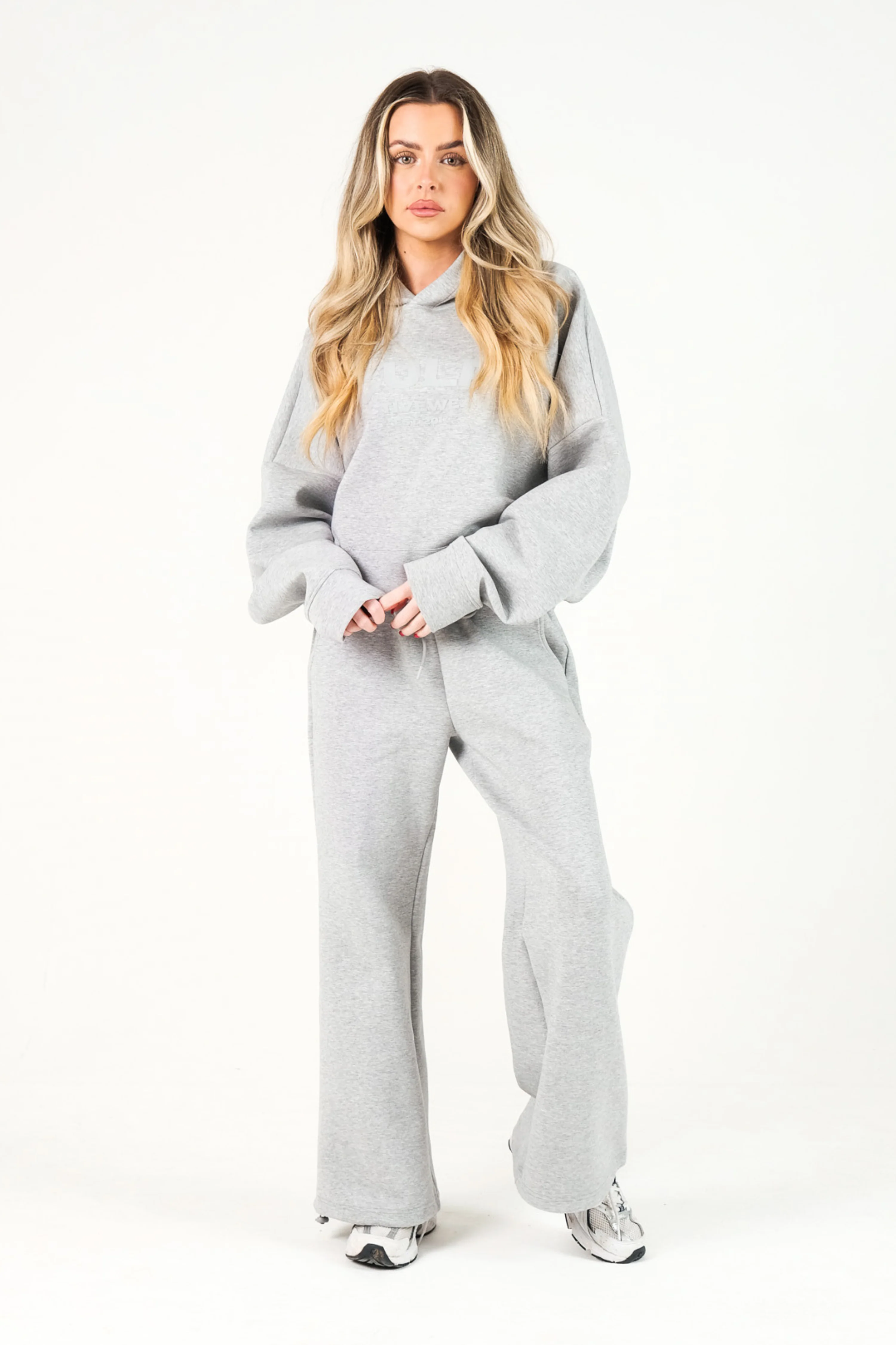 Oversized Printed Logo Hoodie Heather Grey - Image 7
