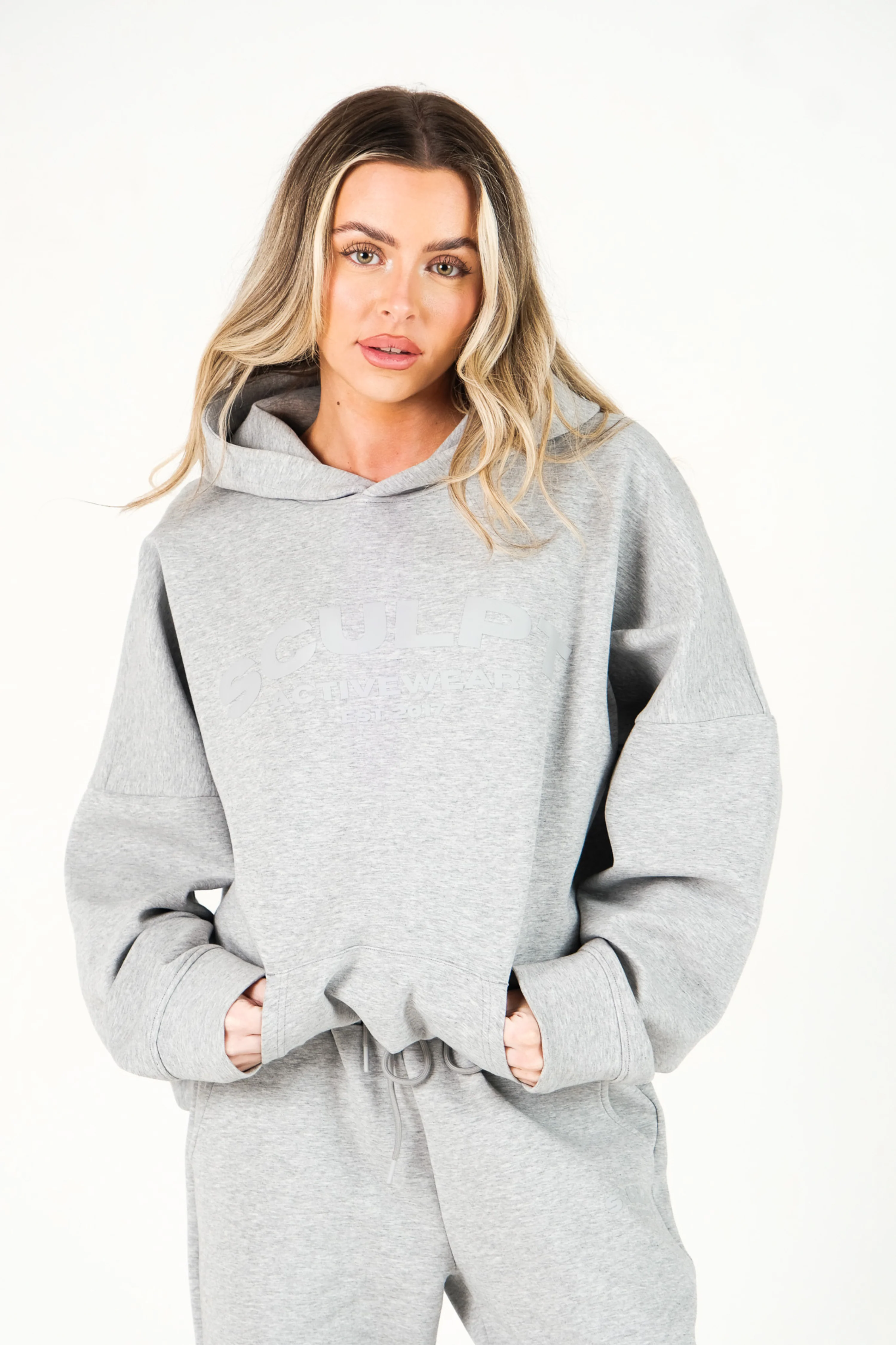 Oversized Printed Logo Hoodie Heather Grey - Image 8