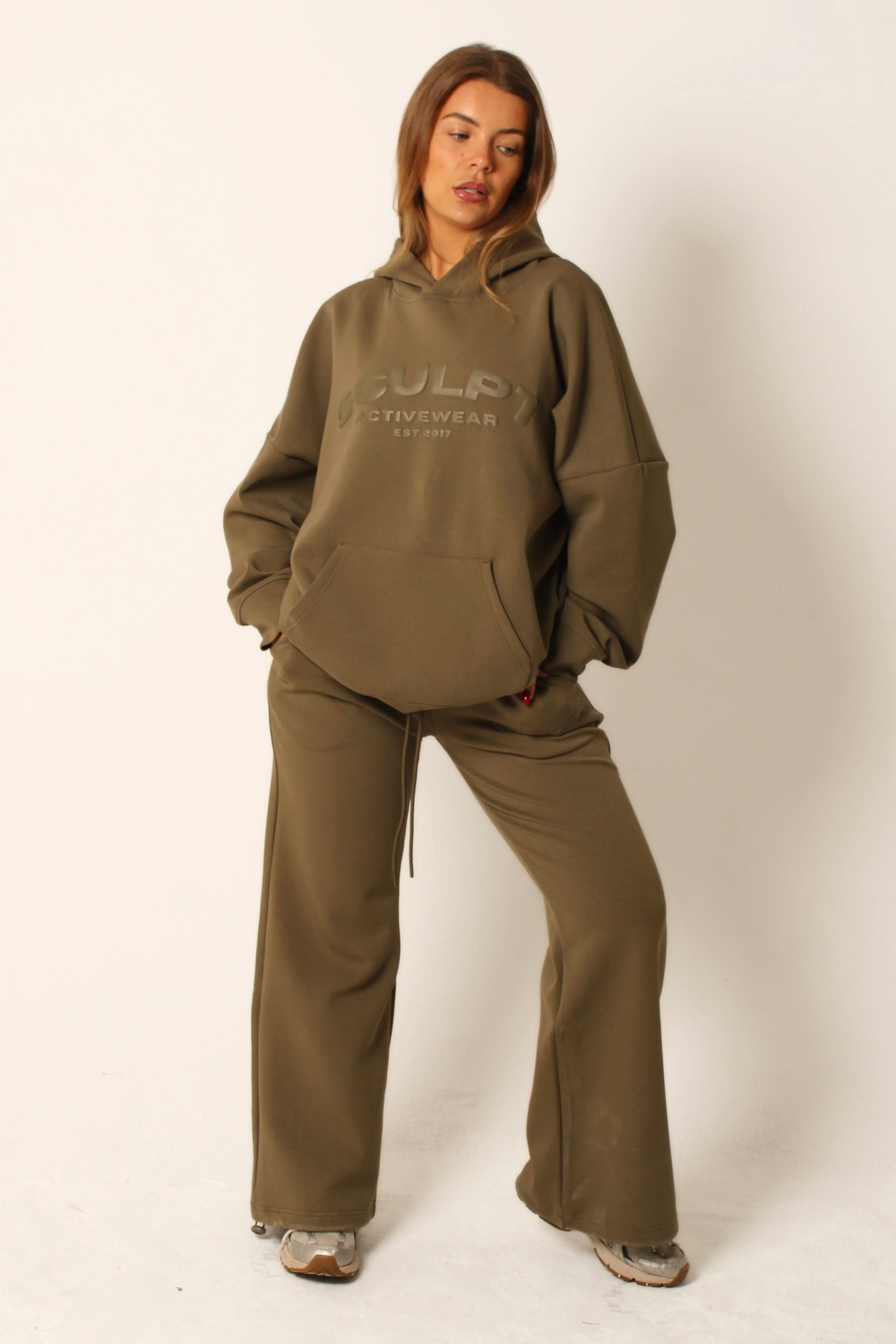 Oversized Embossed Printed Logo Hoodie Willow - Image 2