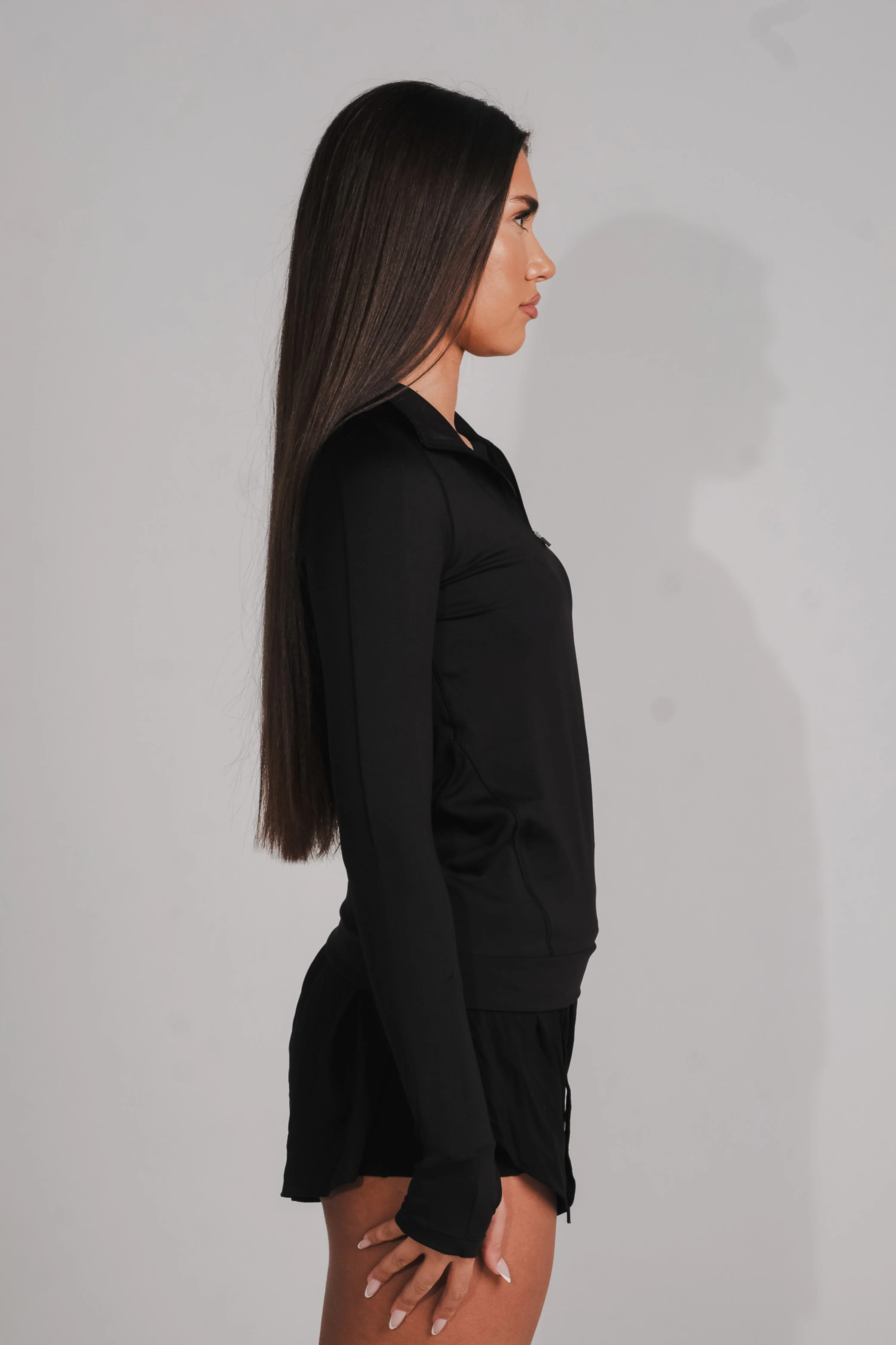 Performance 1/4 Zip Fitted Top Black - Image 8