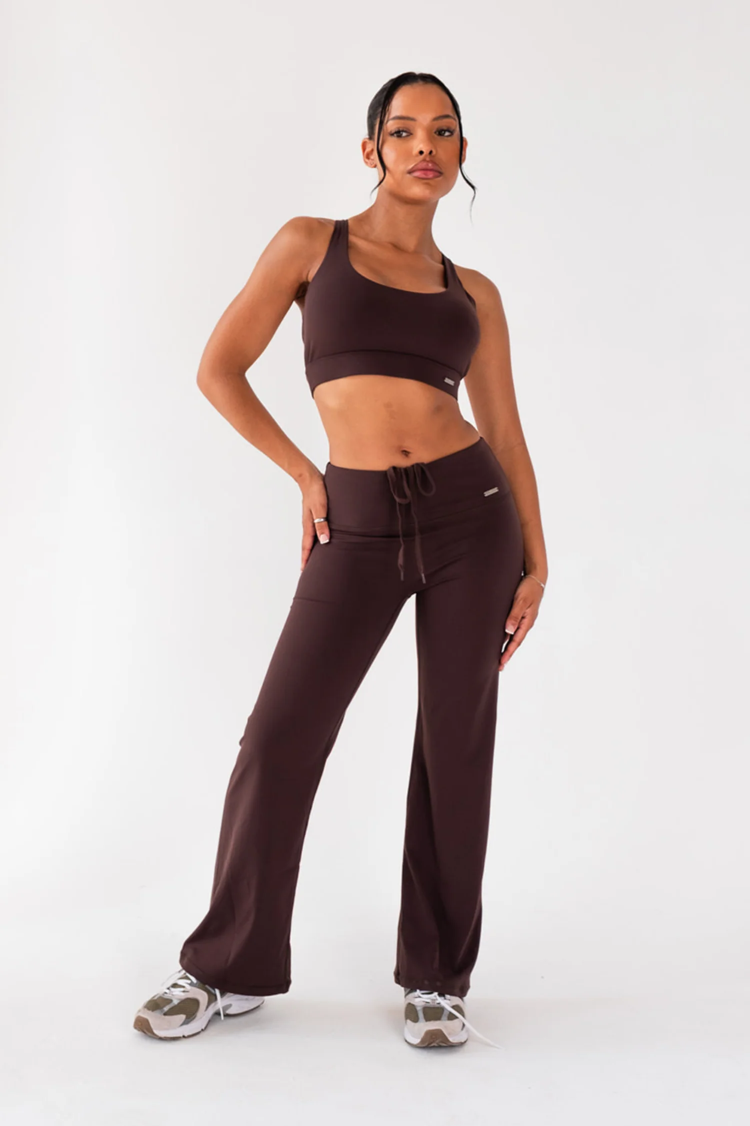 Petite High Waisted Wide Leg Flares Espresso - Image 5