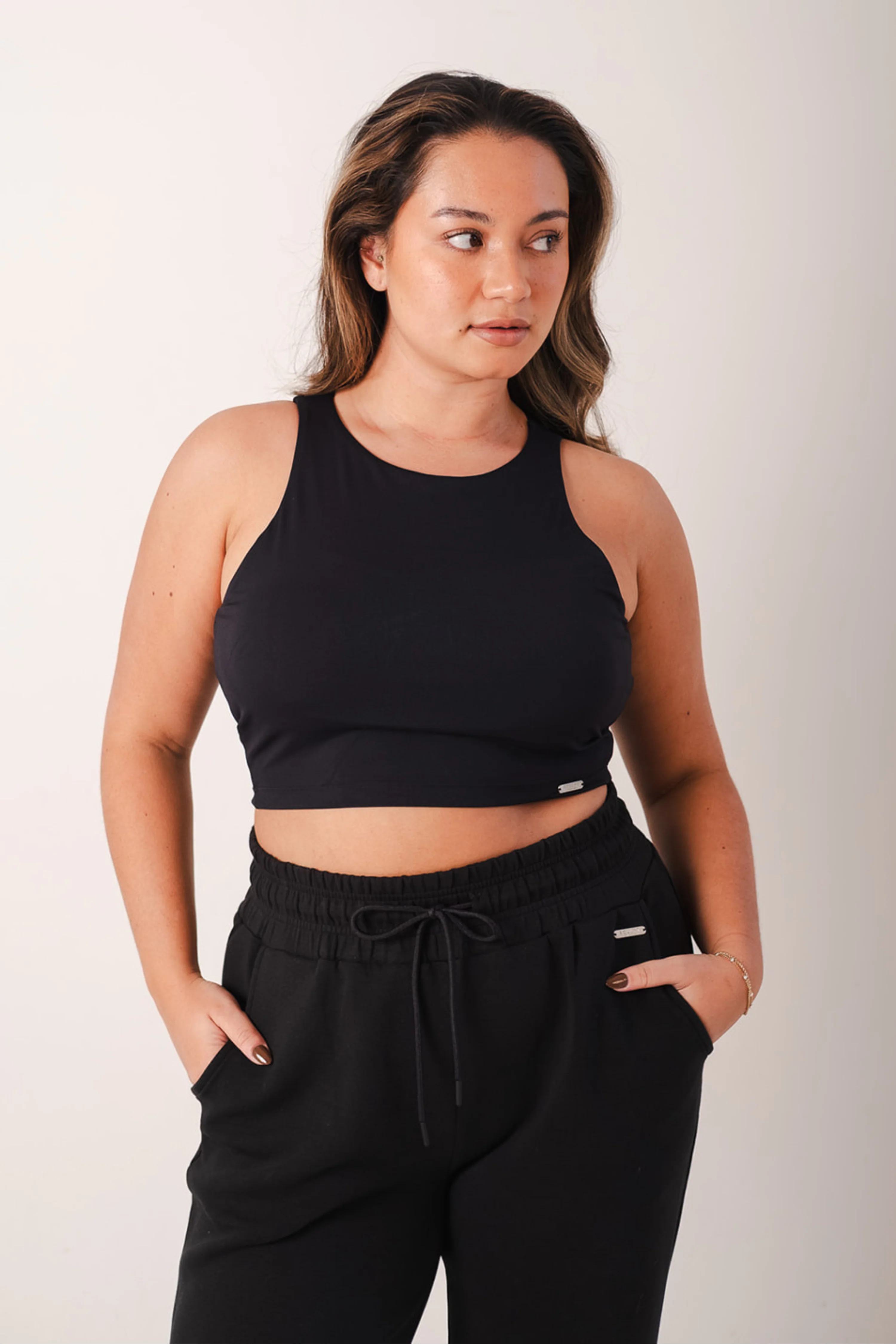Signature Racer Crop Built In Bra Top Black - Image 5