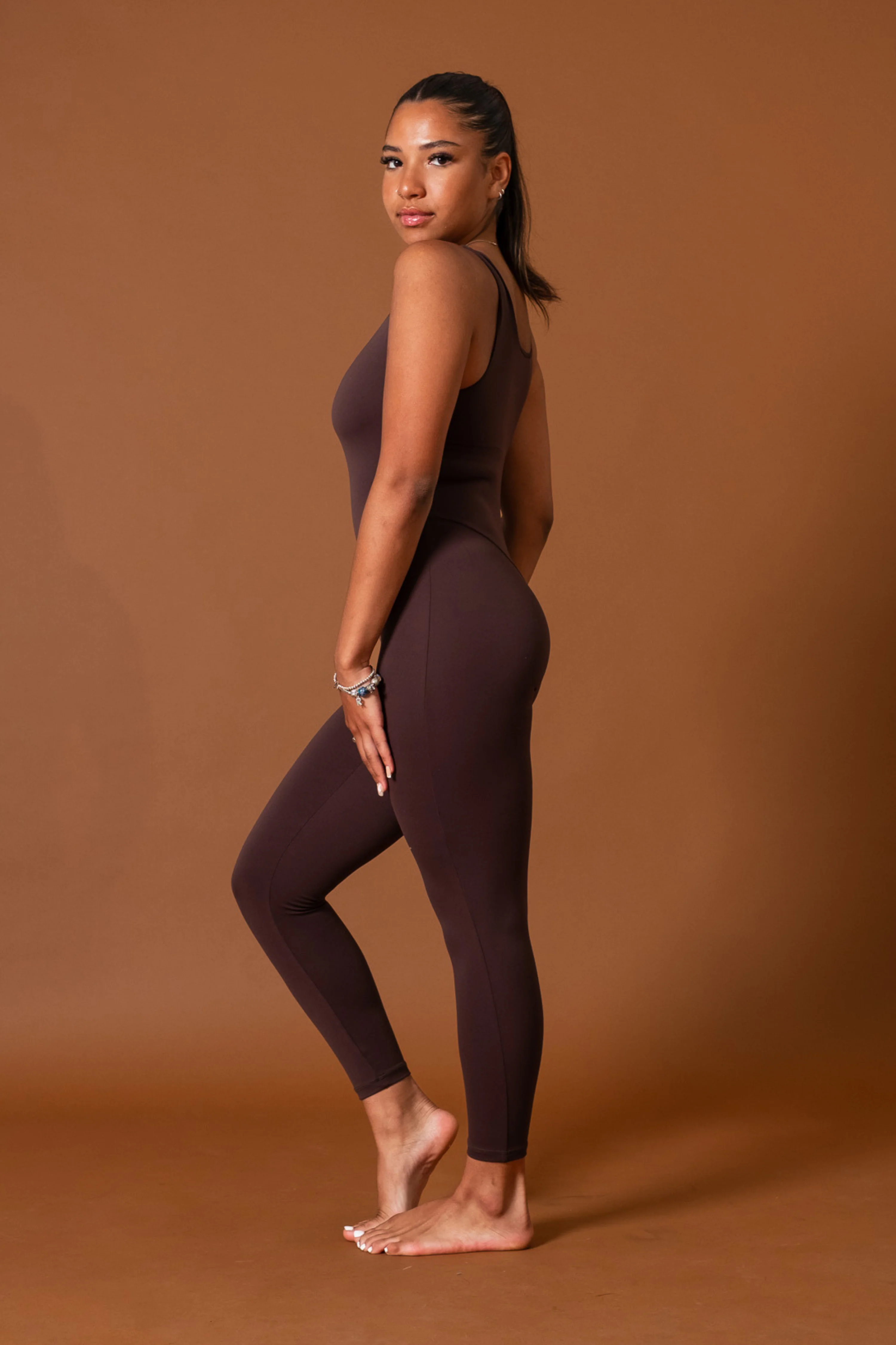 Square Neck Jumpsuit Espresso - Image 6