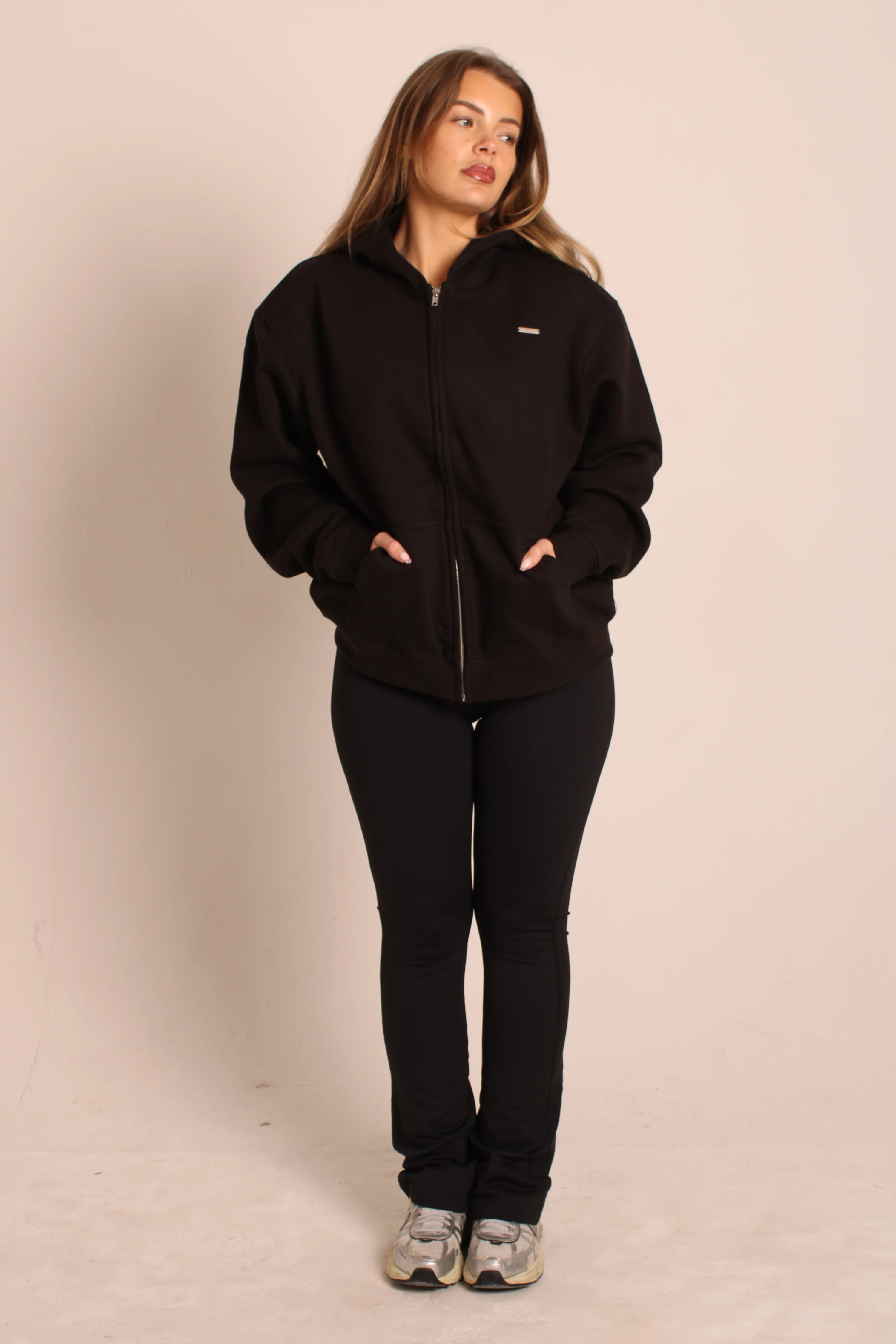 Oversized Zip Through Hoodie Black - Image 2