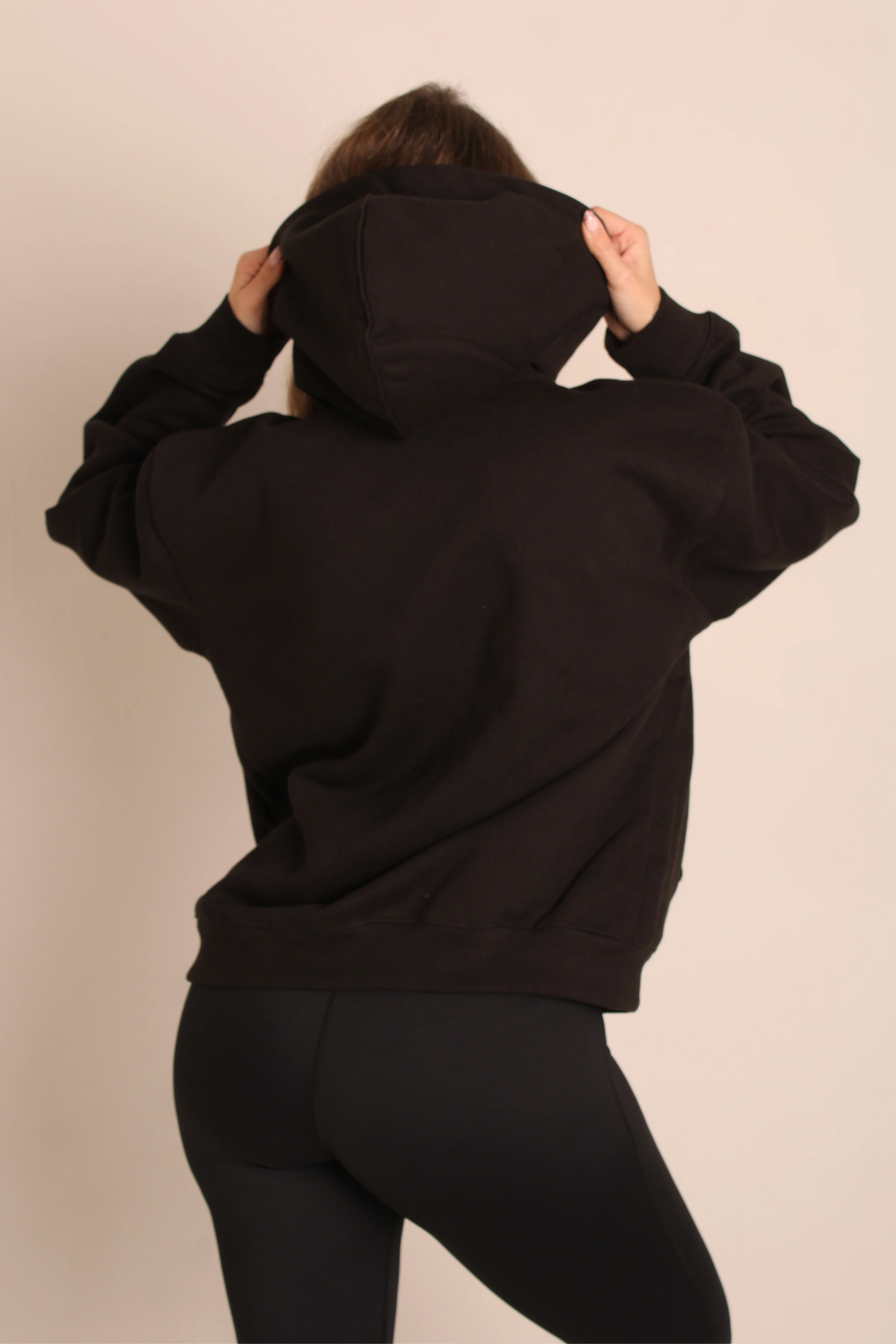 Oversized Zip Through Hoodie Black - Image 8
